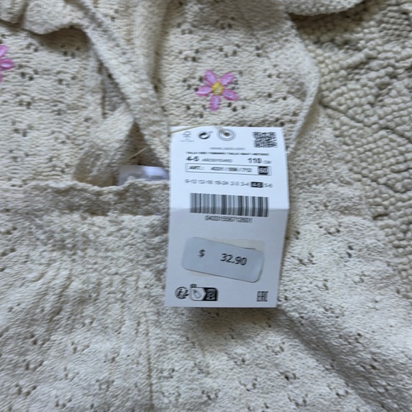 Zara nwt Kids Cream Knit Romper with Floral Accents - Picture 4 of 4